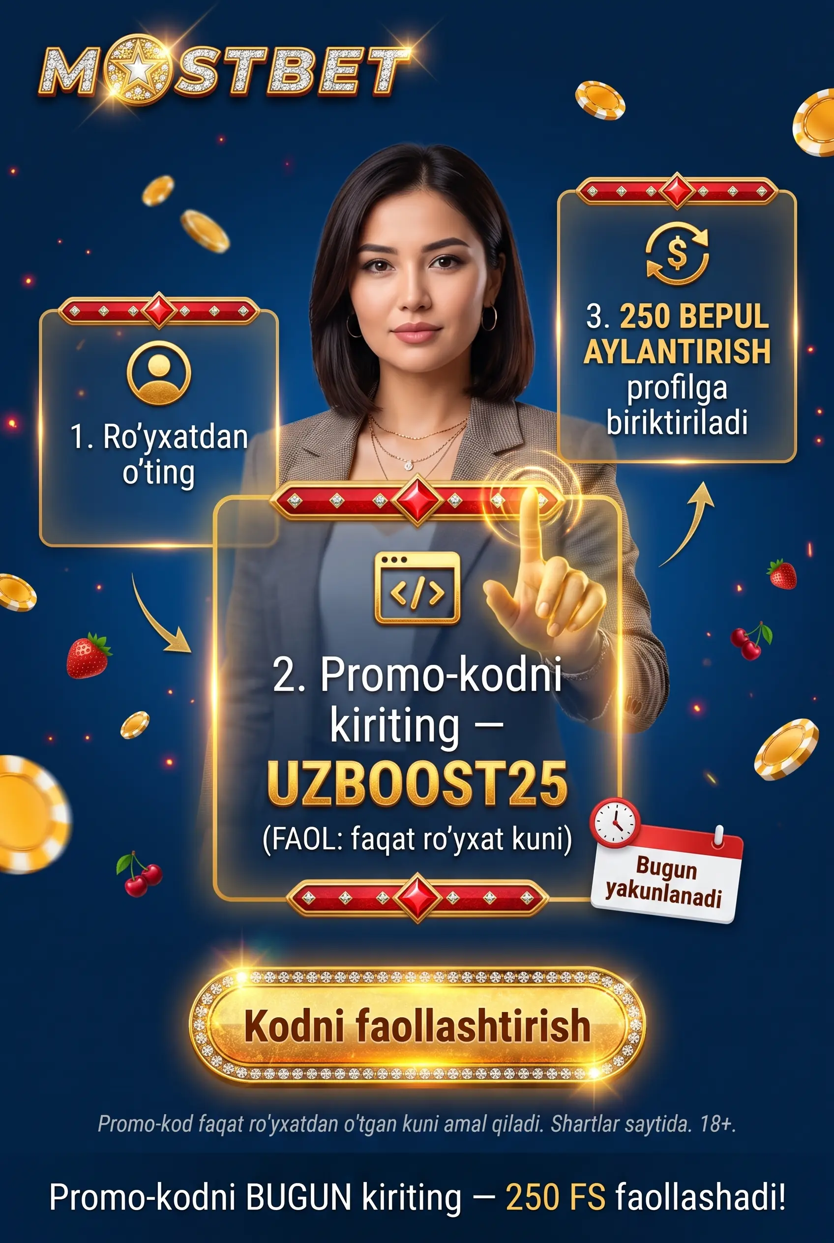 UZBOOST25 promo kodini kiritish
