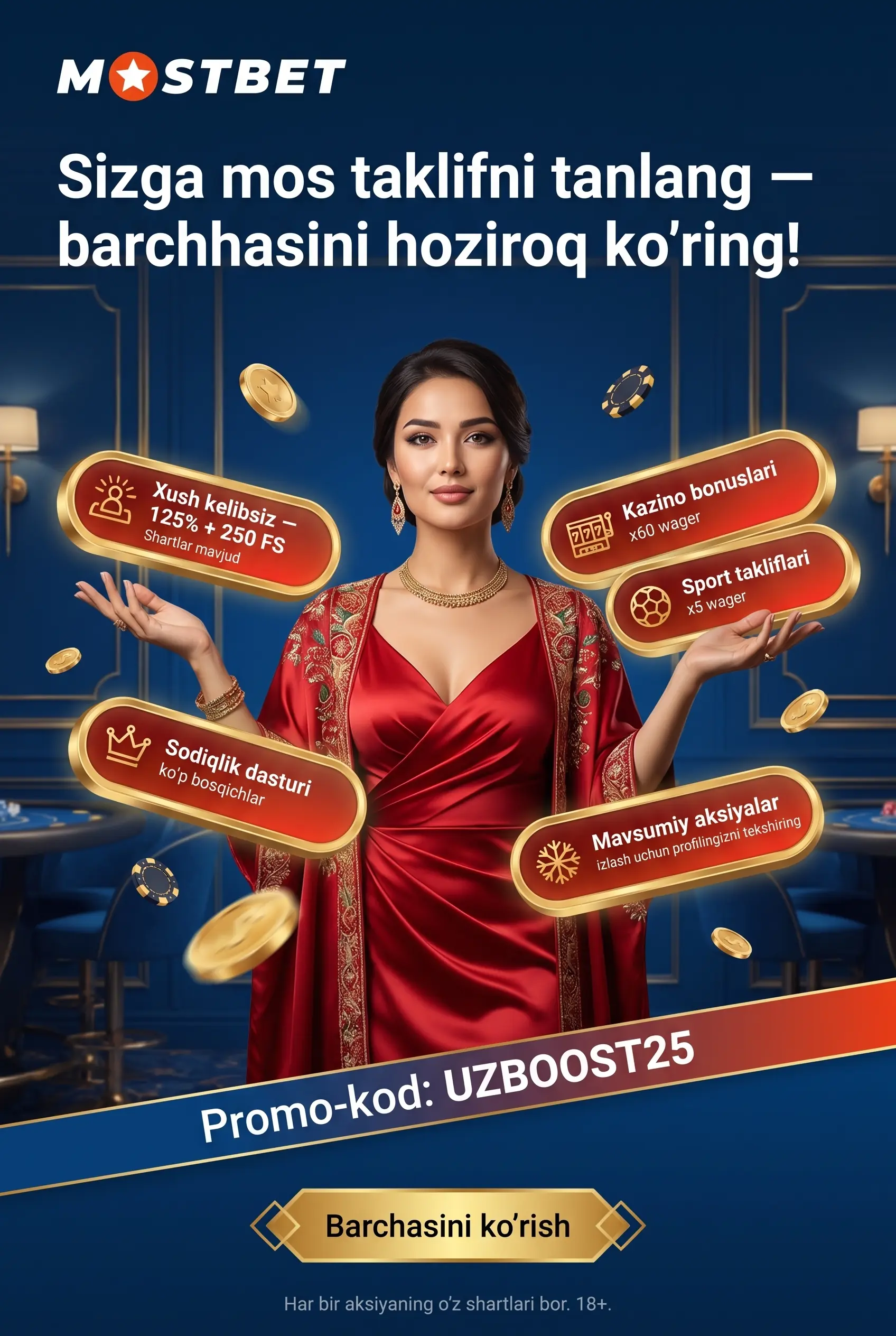 Mostbet bonus turlari