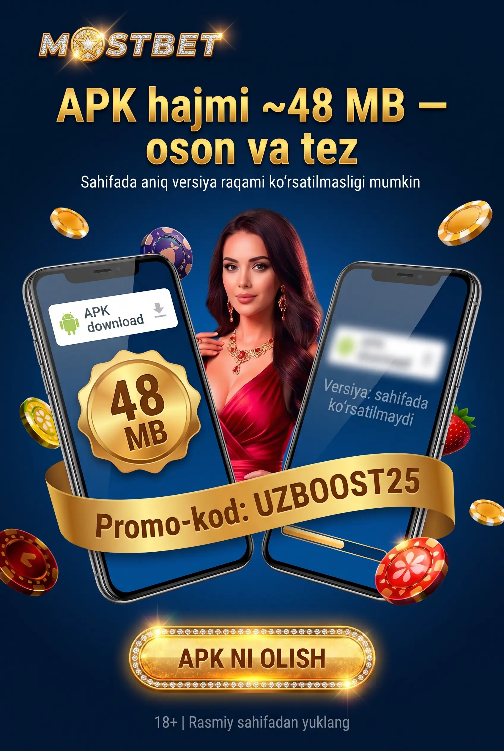 Mostbet APK faylining hajmi haqida savol