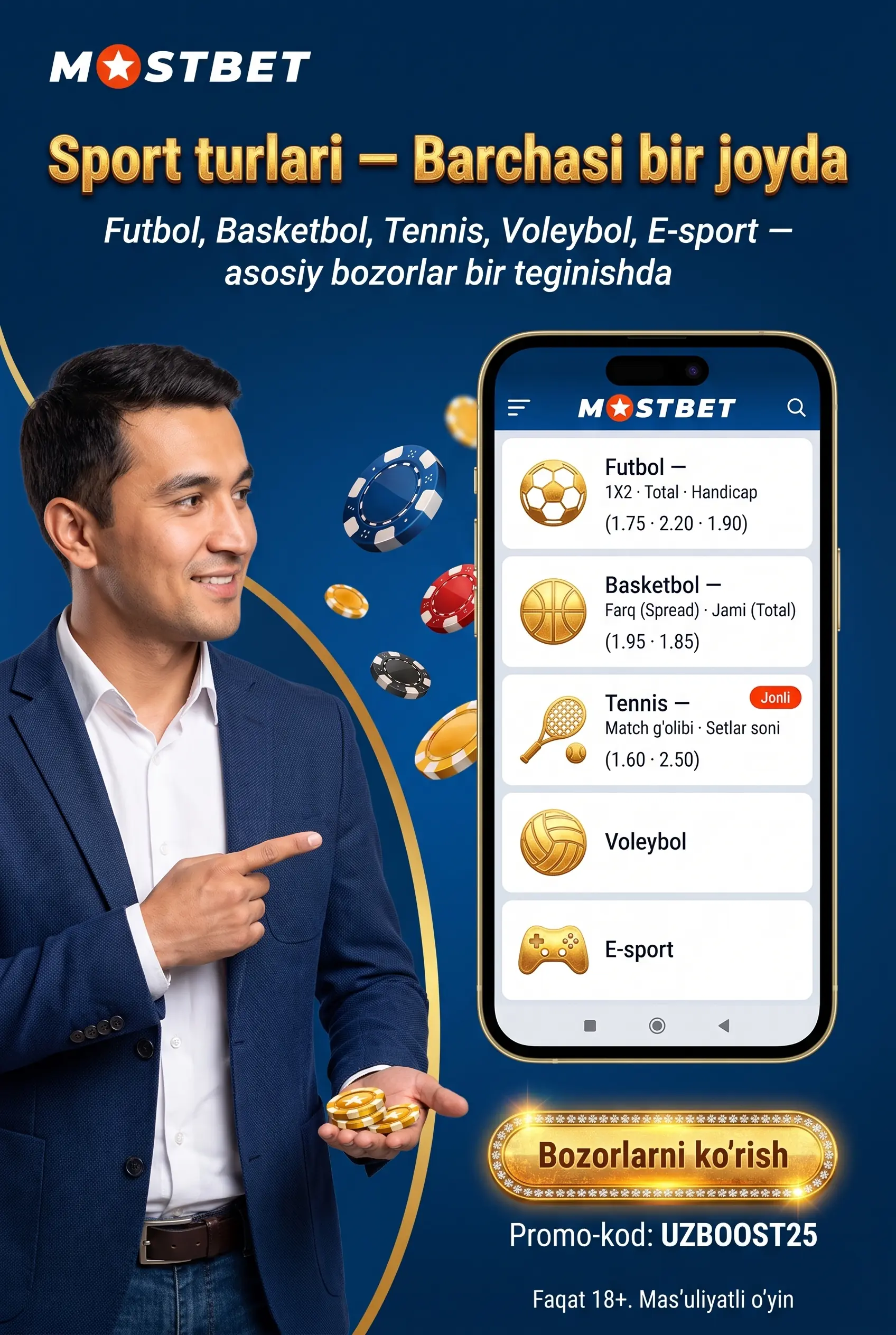 Mostbet platformasidagi sport turlari